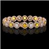Image 2 : 13.76 ctw Canary & Diamond Micro Pave Bracelet 18K Rose Gold - REF-1461F3M