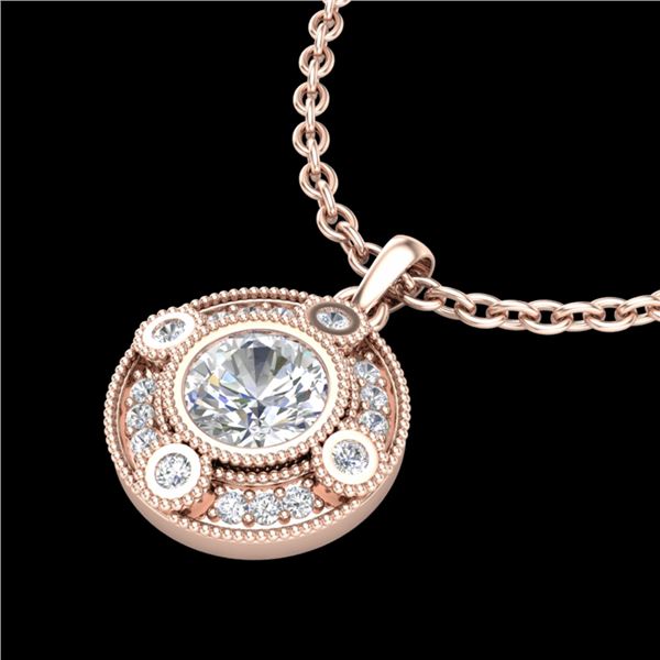 1.01 ctw VS/SI Diamond Solitaire Art Deco Stud Necklace 18k Rose Gold - REF-221F8M