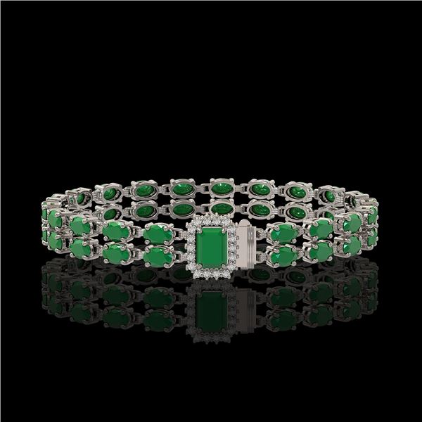 19.07 ctw Emerald & Diamond Bracelet 14K White Gold - REF-236N4F