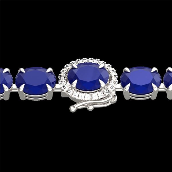 23.25 ctw Sapphire & VS/SI Diamond Micro Pave Bracelet 14k White Gold - REF-149G3W