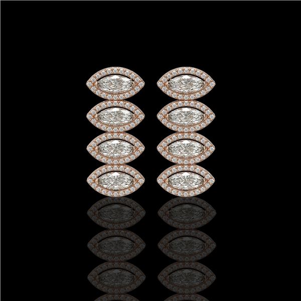 5.33 ctw Marquise Cut Diamond Micro Pave Earrings 18K Rose Gold - REF-739A6N