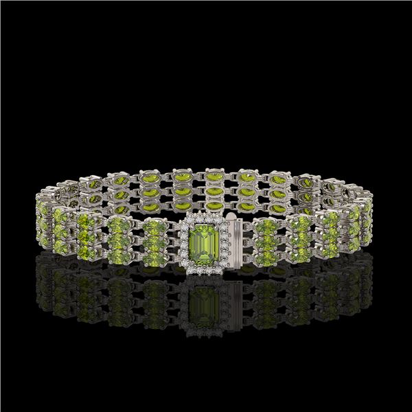 25.49 ctw Tourmaline & Diamond Bracelet 14K White Gold - REF-318F2M