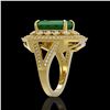 Image 3 : 7.11 ctw Certified Emerald & Diamond Victorian Ring 14K Yellow Gold - REF-178K2Y
