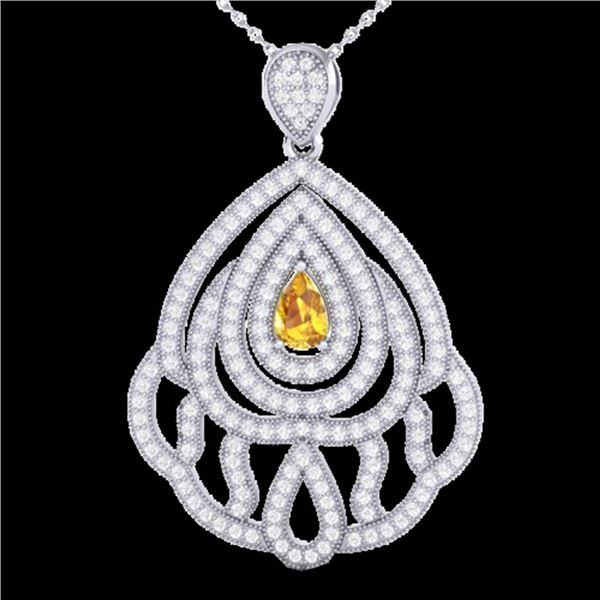 2 ctw Yellow Sapphire & Micro VS/SI Diamond Necklace 18k White Gold - REF-180K2Y