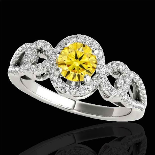 1.38 ctw Certified SI/I Fancy Intense Yellow Diamond Ring 10k White Gold - REF-188Y2X