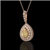 Image 1 : 4.17 ctw Canary Citrine & Diamond Victorian Necklace 14K Rose Gold - REF-127R3K