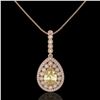 Image 2 : 4.17 ctw Canary Citrine & Diamond Victorian Necklace 14K Rose Gold - REF-127R3K