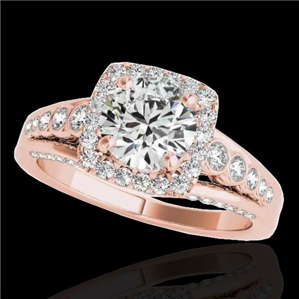 1.75 ctw Certified Diamond Solitaire Halo Ring 10k Rose Gold - REF-204W5H