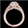Image 2 : 1.75 ctw Certified Diamond Solitaire Halo Ring 10k Rose Gold - REF-204W5H