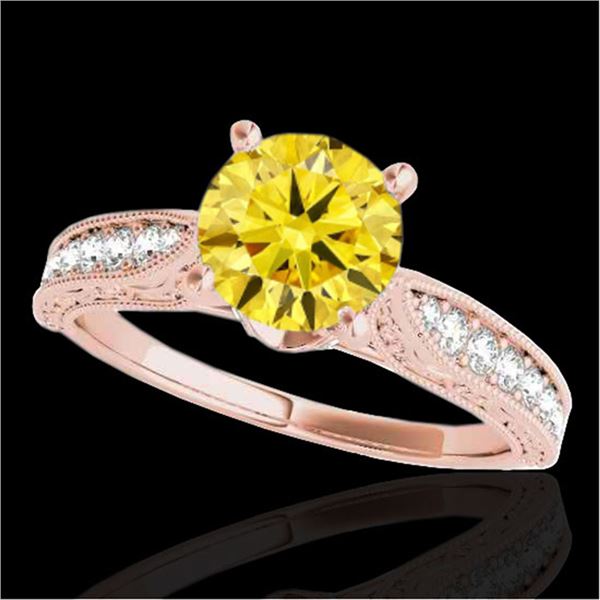 1.5 ctw Certified SI Intense Yellow Diamond Antique Ring 10k Rose Gold - REF-259H3R