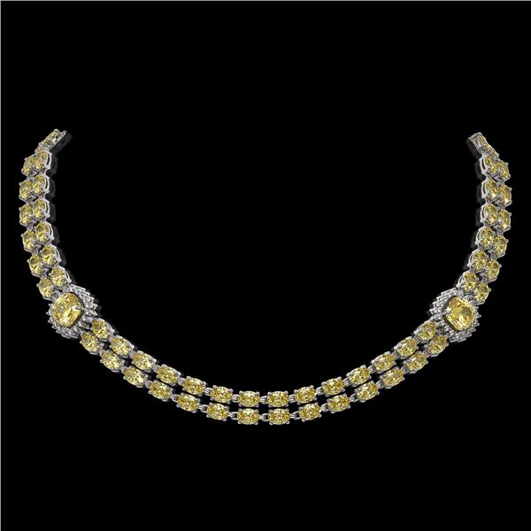 31.61 ctw Citrine & Diamond Necklace 14K White Gold - REF-527X3A