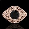 Image 2 : 1.07 ctw Fancy Black Diamond Engagment Art Deco Ring 18k Rose Gold - REF-85W5H