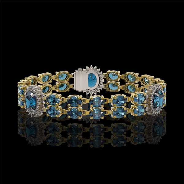 19.3 ctw London Topaz & Diamond Bracelet 14K Yellow Gold - REF-254A5N