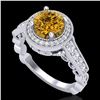 Image 1 : 1.91 ctw Intense Fancy Yellow Diamond Art Deco Ring 18k White Gold - REF-263Y6X