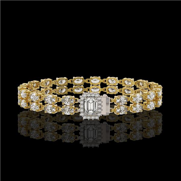 13.04 ctw Emerald Cut & Oval Diamond Bracelet 18K Yellow Gold - REF-1261H9R