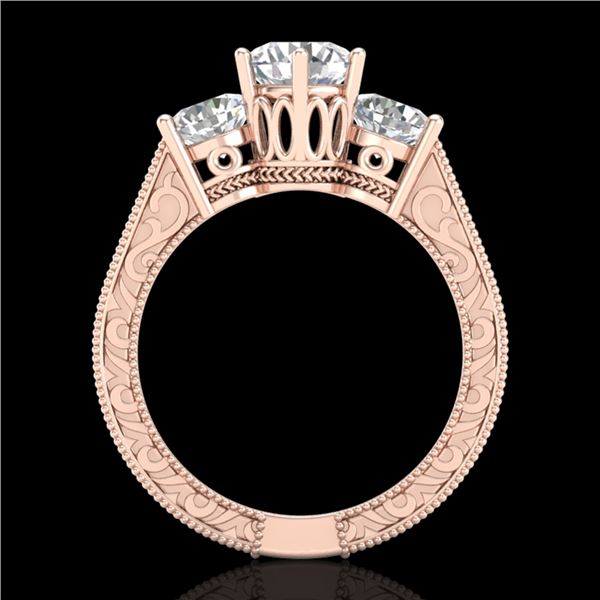 2.01 ctw VS/SI Diamond Solitaire Art Deco 3 Stone Ring 18k Rose Gold - REF-527K3Y