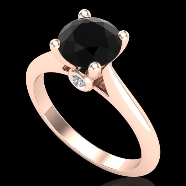1.6 ctw Fancy Black Diamond Engagment Art Deco Ring 18k Rose Gold - REF-75Y2X
