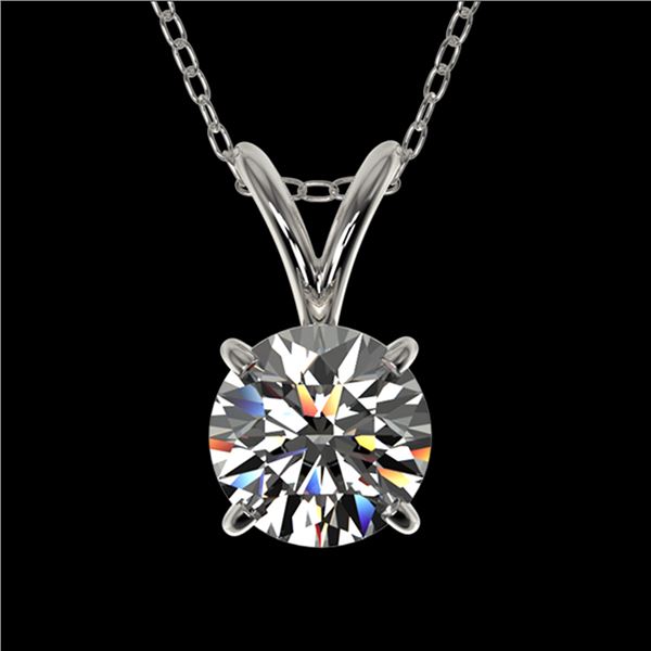 0.72 ctw Certified Quality Diamond Solitaire Necklace 10k White Gold - REF-61R8K