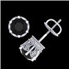 Image 3 : 2.04 ctw Fancy Black Diamond Art Deco Stud Earrings 18k White Gold - REF-89W3H