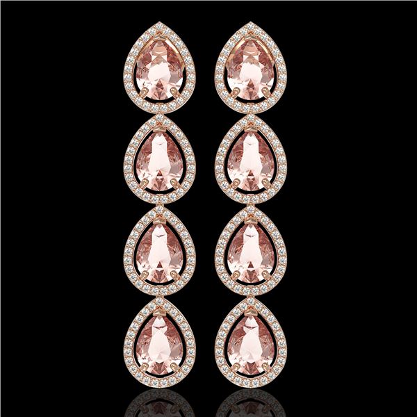 10.4 ctw Morganite & Diamond Micro Pave Halo Earrings 10k Rose Gold - REF-259A3N