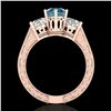 Image 3 : 2.01 ctw Fancy Intense Blue Diamond Art Deco Ring 18k Rose Gold - REF-343M6G