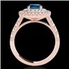 Image 2 : 3 ctw SI Certified Blue Diamond Solitaire Halo Ring 10k Rose Gold - REF-248K9Y