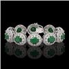 Image 1 : 49.17 ctw Emerald & Diamond Victorian Bracelet 14K White Gold - REF-1404Y4X