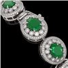 Image 3 : 49.17 ctw Emerald & Diamond Victorian Bracelet 14K White Gold - REF-1404Y4X