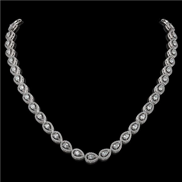 17.28 ctw Pear Cut Diamond Micro Pave Necklace 18K White Gold - REF-1497F3M