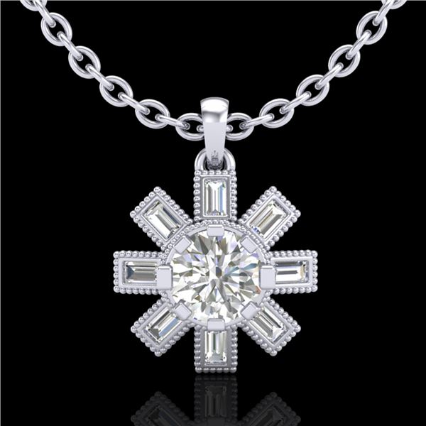 1.33 ctw VS/SI Diamond Solitaire Art Deco Stud Necklace 18k White Gold - REF-220K9Y