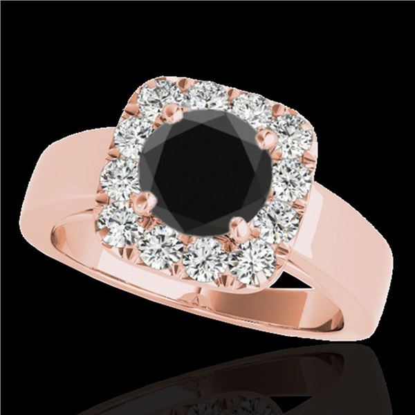1.55 ctw Certified VS Black Diamond Solitaire Halo Ring 10k Rose Gold - REF-57W3H
