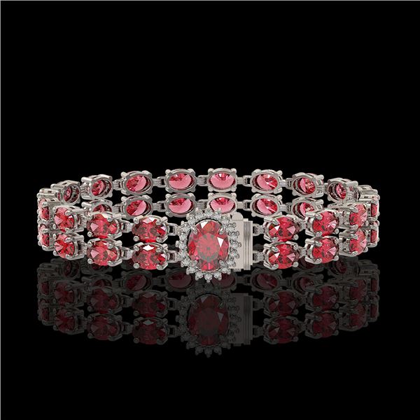 26.92 ctw Tourmaline & Diamond Bracelet 14K White Gold - REF-336R4K