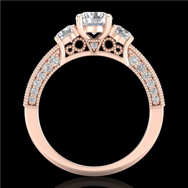 2.07 ctw VS/SI Diamond Solitaire Art Deco 3 Stone Ring 18k Rose Gold - REF-270N2F