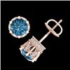 Image 3 : 2.04 ctw Fancy Intense Blue Diamond Art Deco Earrings 18k Rose Gold - REF-209X3A