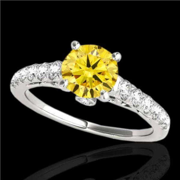 1.5 ctw Certified SI/I Fancy Intense Yellow Diamond Ring 10k White Gold - REF-197X8A