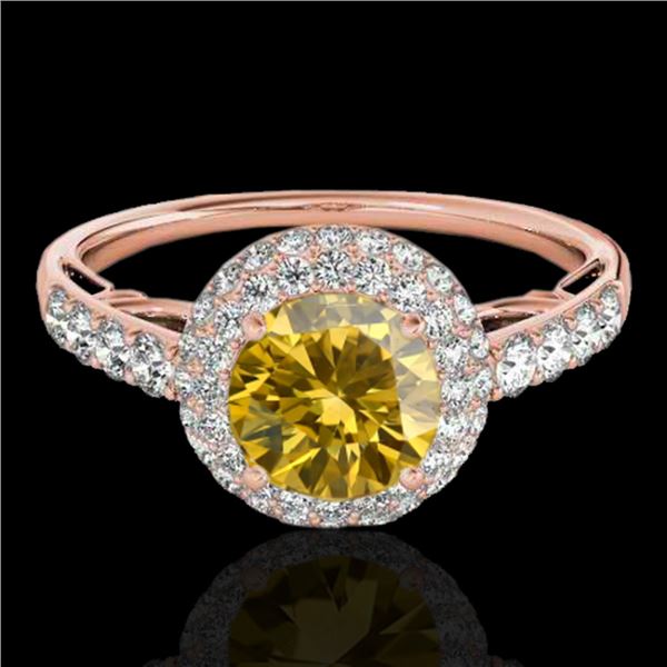 1.65 ctw Certified SI/I Fancy Intense Yellow Diamond Ring 10k Rose Gold - REF-218R2K