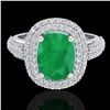 Image 1 : 3.50 ctw Emerald & Micro Pave VS/SI Diamond Ring 18k White Gold - REF-143H6R
