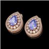 Image 2 : 8.54 ctw Tanzanite & Diamond Victorian Earrings 14K Rose Gold - REF-436W4H
