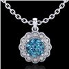 Image 1 : 1.15 ctw Fancy Intense Blue Diamond Art Deco Necklace 18k White Gold - REF-218R2K