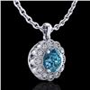 Image 3 : 1.15 ctw Fancy Intense Blue Diamond Art Deco Necklace 18k White Gold - REF-218R2K