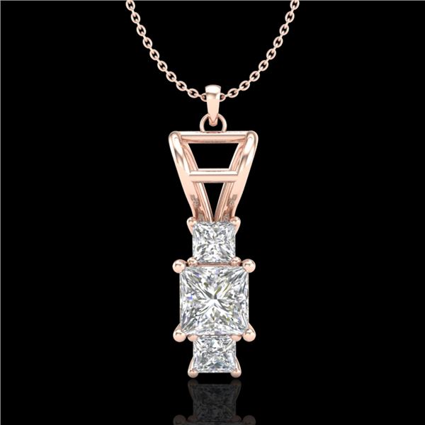 1.54 ctw Princess VS/SI Diamond Art Deco Necklace 18k Rose Gold - REF-418F2M