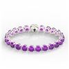 Image 2 : 46 ctw Amethyst & Micro Pave Diamond Bracelet 14k White Gold - REF-157R3K