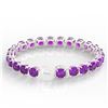 Image 3 : 46 ctw Amethyst & Micro Pave Diamond Bracelet 14k White Gold - REF-157R3K