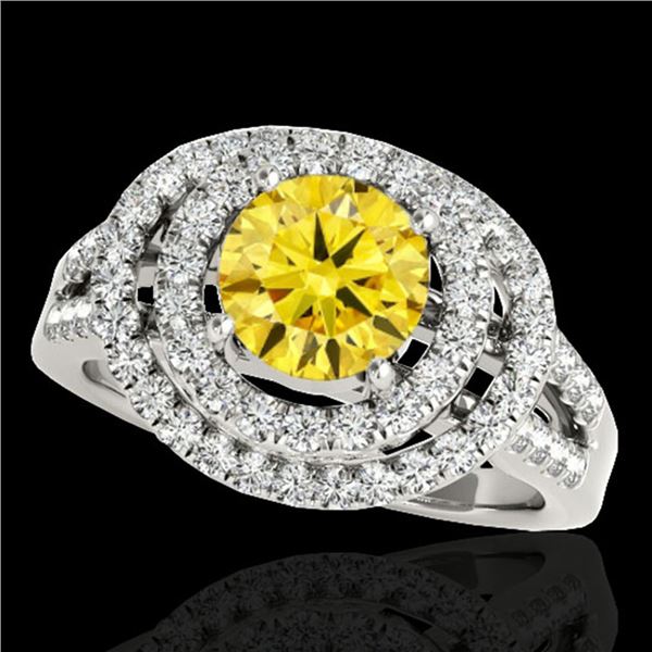 1.75 ctw Certified SI/I Fancy Intense Yellow Diamond Ring 10k White Gold - REF-211M4G