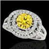 Image 1 : 1.75 ctw Certified SI/I Fancy Intense Yellow Diamond Ring 10k White Gold - REF-211M4G