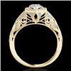 Image 2 : 1.4 ctw Certified Diamond Solitaire Antique Ring 10k Yellow Gold - REF-203G2W