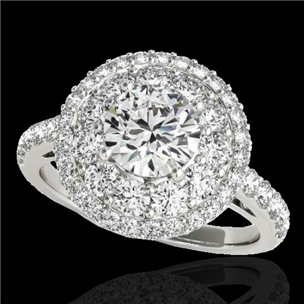 2.09 ctw Certified Diamond Solitaire Halo Ring 10k White Gold - REF-231R8K