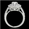 Image 2 : 2.09 ctw Certified Diamond Solitaire Halo Ring 10k White Gold - REF-231R8K