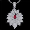 Image 2 : 3 ctw Ruby & Micro Pave VS/SI Diamond Necklace 18k White Gold - REF-290Y9X