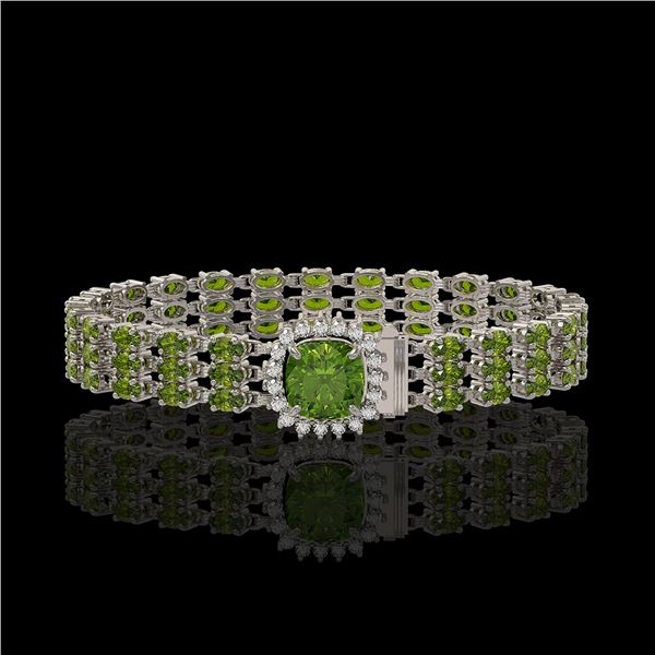 28.56 ctw Tourmaline & Diamond Bracelet 14K White Gold - REF-404M8G